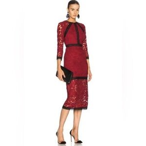EUC/Like New Alexis Randie 3/4 Sleeve Lace Midi Dress In Red - Size S